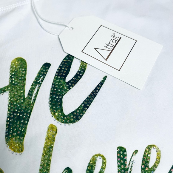 ATTRAIT PARIS NWT Printed cotton t-shirt with "Fun, hot, sunny" Size: L/XL - Picture 6 of 6